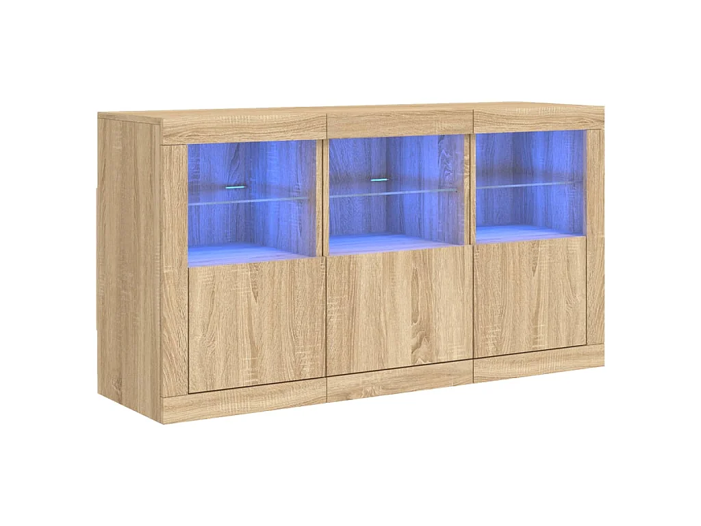 Buffet avec lumières LED chêne sonoma 123x37x67 cm