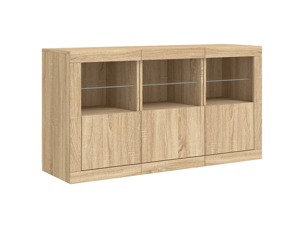 Buffet avec lumières LED chêne sonoma 123x37x67 cm