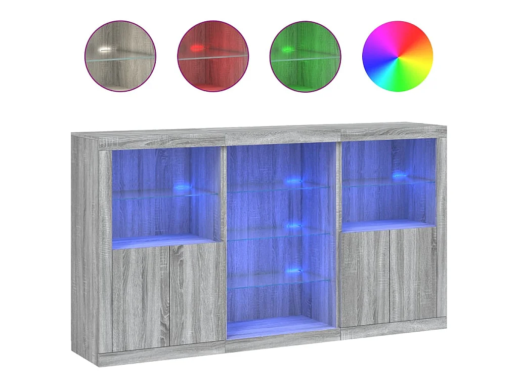 Dressoir met LED-verlichting 181,5x37x100 cm grijs sonoma eiken