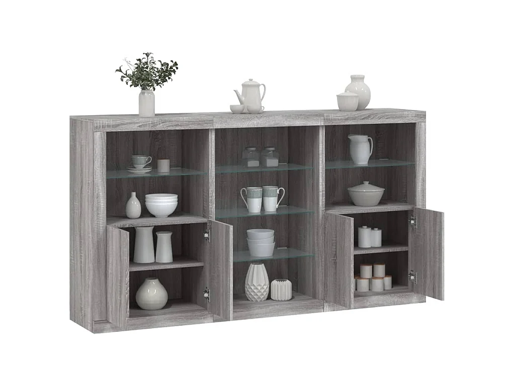 Dressoir met LED-verlichting 181,5x37x100 cm grijs sonoma eiken