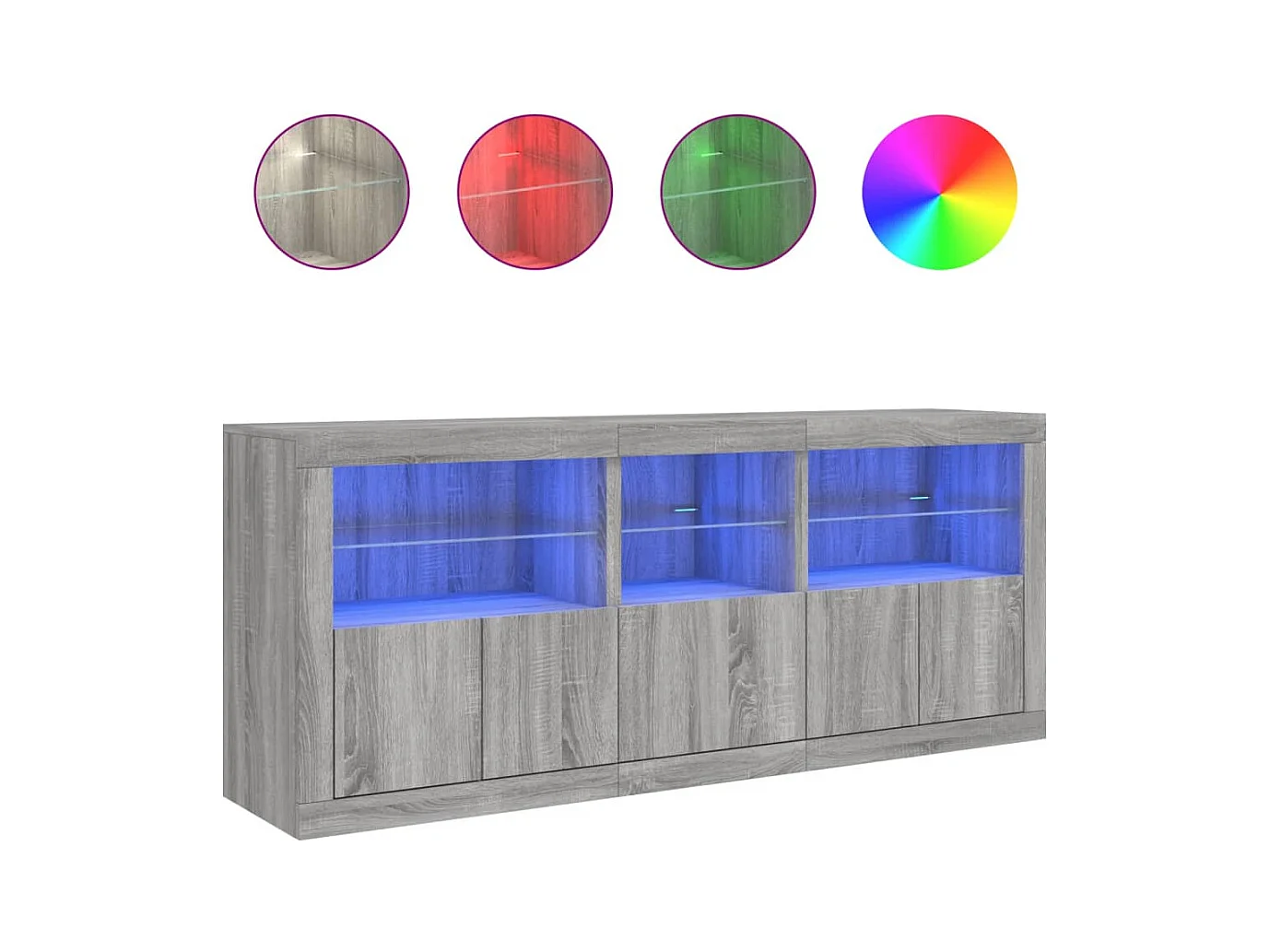 Buffet avec lumières LED sonoma gris 162x37x67 cm