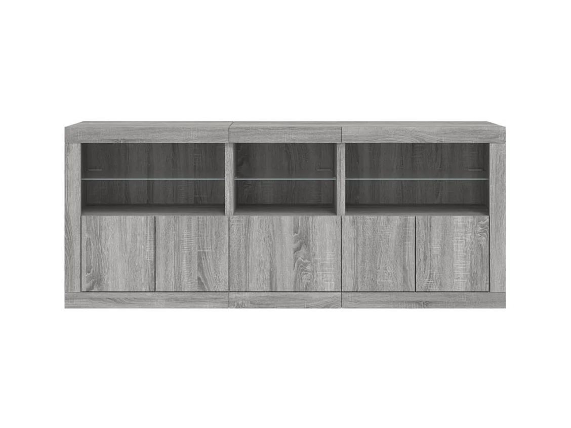 Buffet avec lumières LED sonoma gris 162x37x67 cm