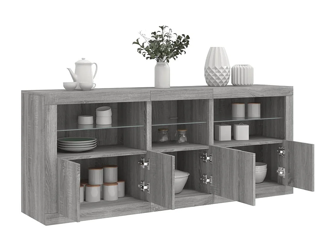 Sideboard mit LED-Leuchten Grau Sonoma 162x37x67 cm