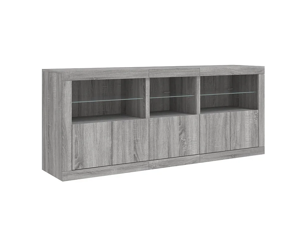 Dressoir met LED-verlichting 162x37x67 cm grijs sonoma