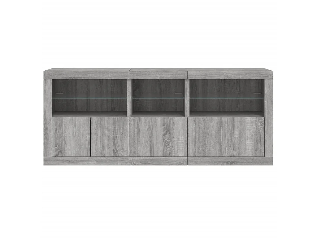 Dressoir met LED-verlichting 162x37x67 cm grijs sonoma