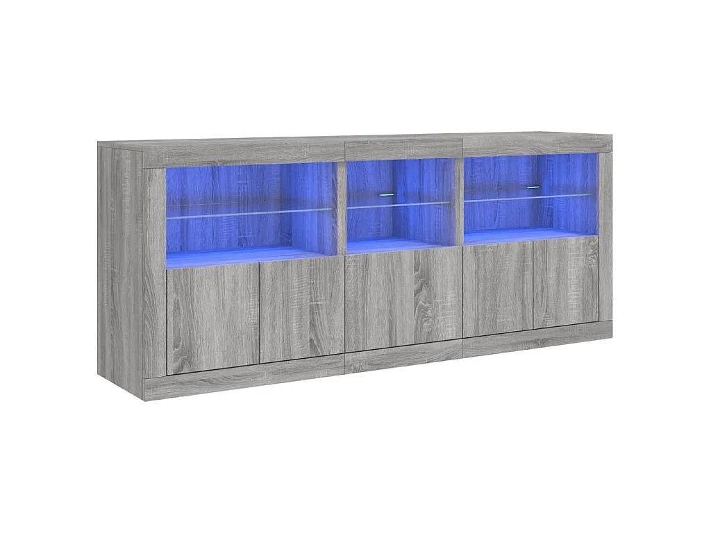Aparador com luzes LED 162x37x67 cm cinzento sonoma