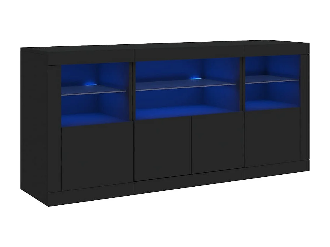 Sideboard mit LED-Leuchten Schwarz 142,5x37x67 cm