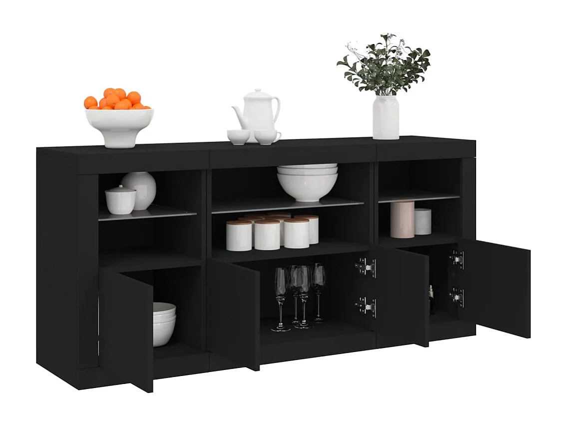 Sideboard mit LED-Leuchten Schwarz 142,5x37x67 cm