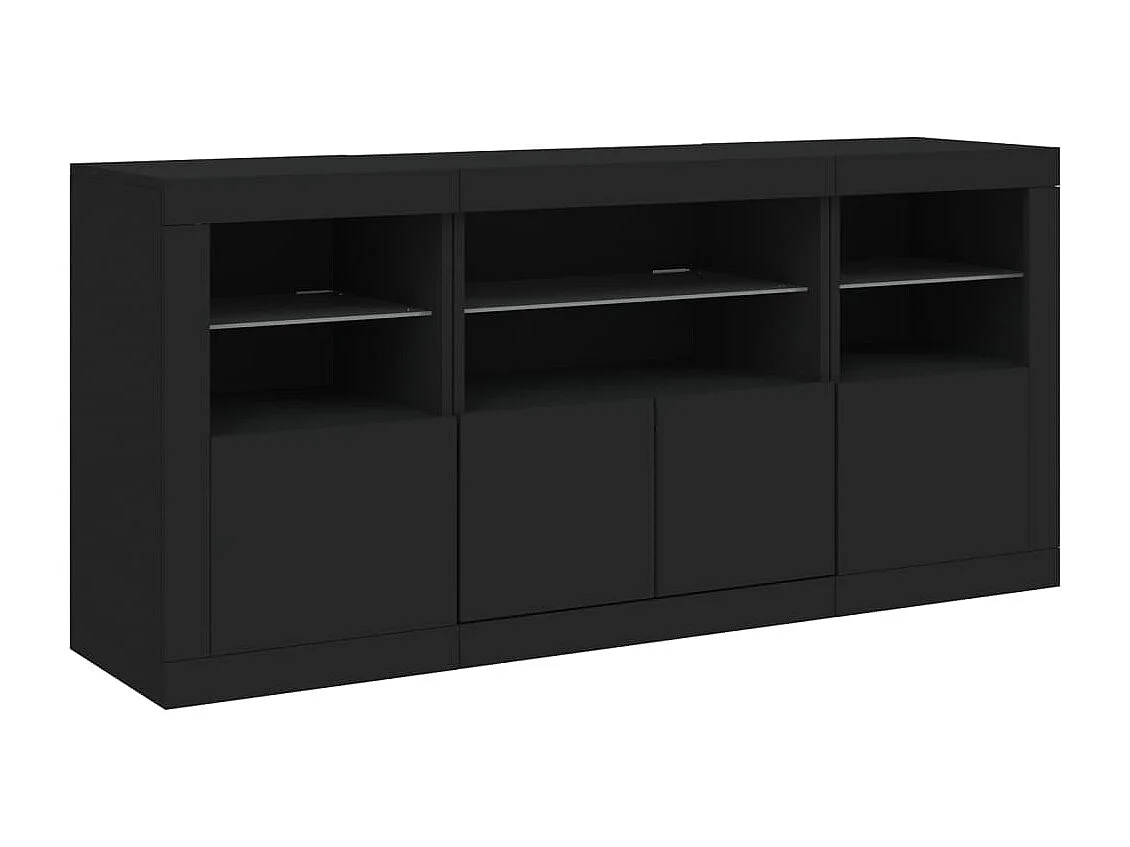 Sideboard mit LED-Leuchten Schwarz 142,5x37x67 cm