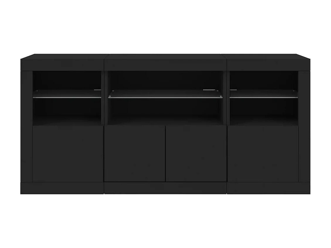 Sideboard mit LED-Leuchten Schwarz 142,5x37x67 cm