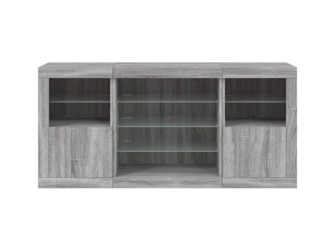 Buffet avec lumières LED sonoma gris 142,5x37x67 cm