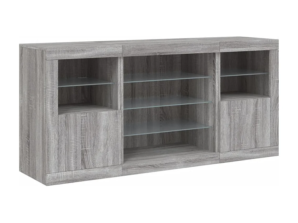 Sideboard mit LED-Leuchten Grau Sonoma 142,5x37x67 cm