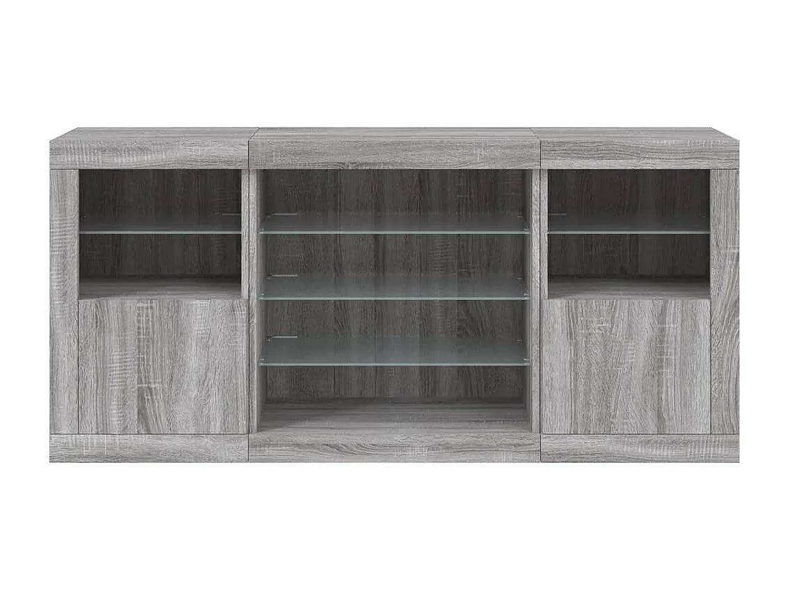 Sideboard mit LED-Leuchten Grau Sonoma 142,5x37x67 cm