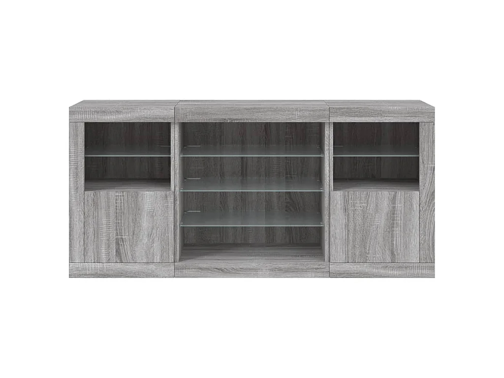Sideboard mit LED-Leuchten Grau Sonoma 142,5x37x67 cm