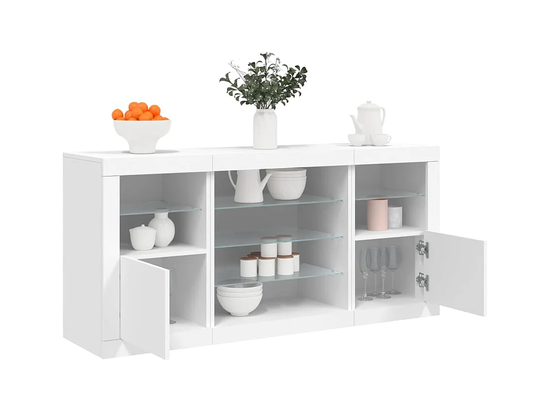Aparador com luzes LED 142,5x37x67 cm branco