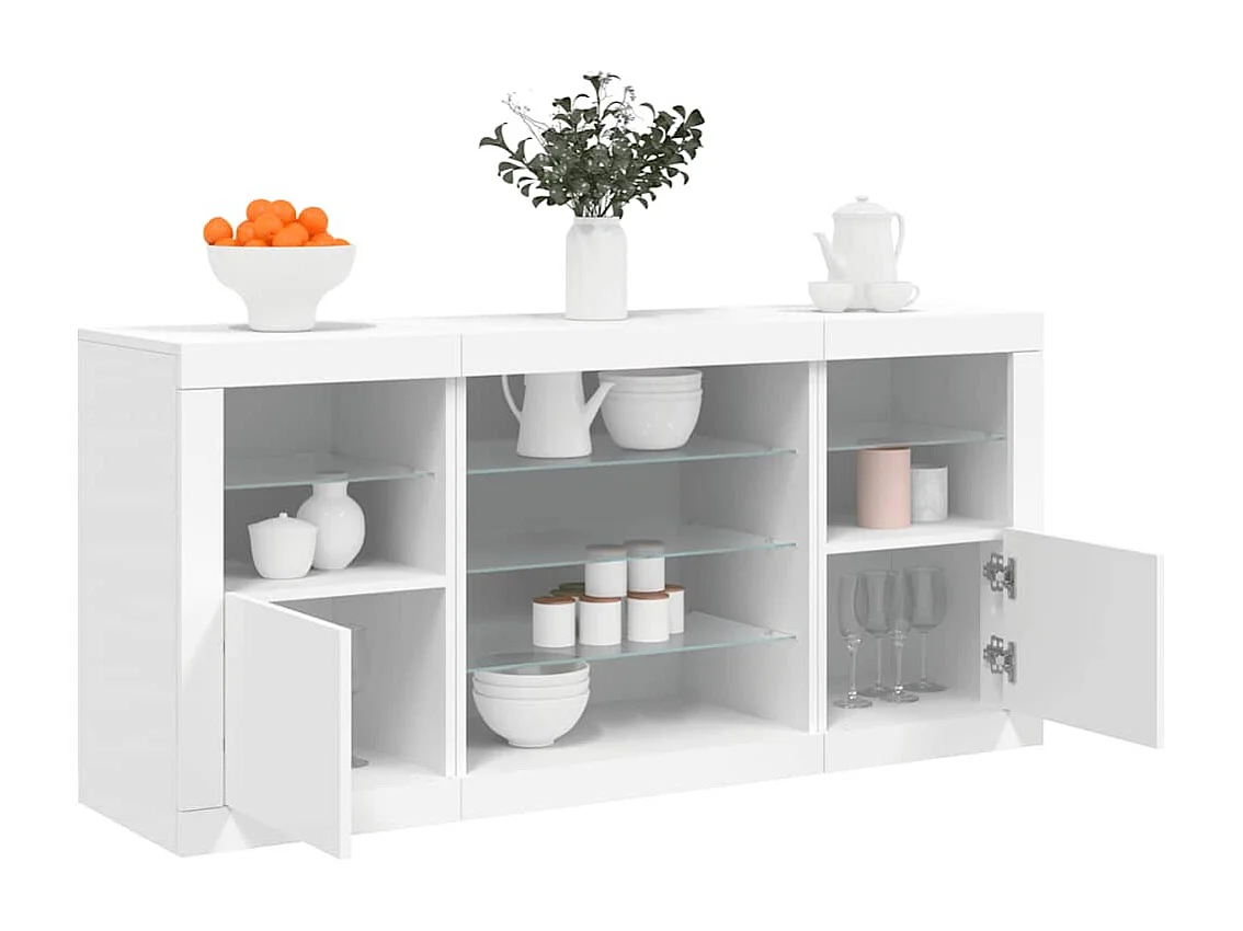 Dressoir met LED-verlichting 142,5x37x67 cm wit