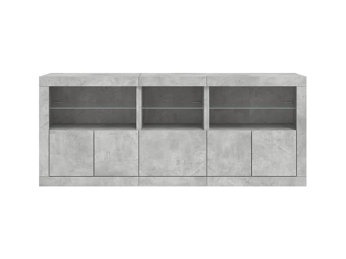 Buffet avec lumières LED gris béton 162x37x67 cm