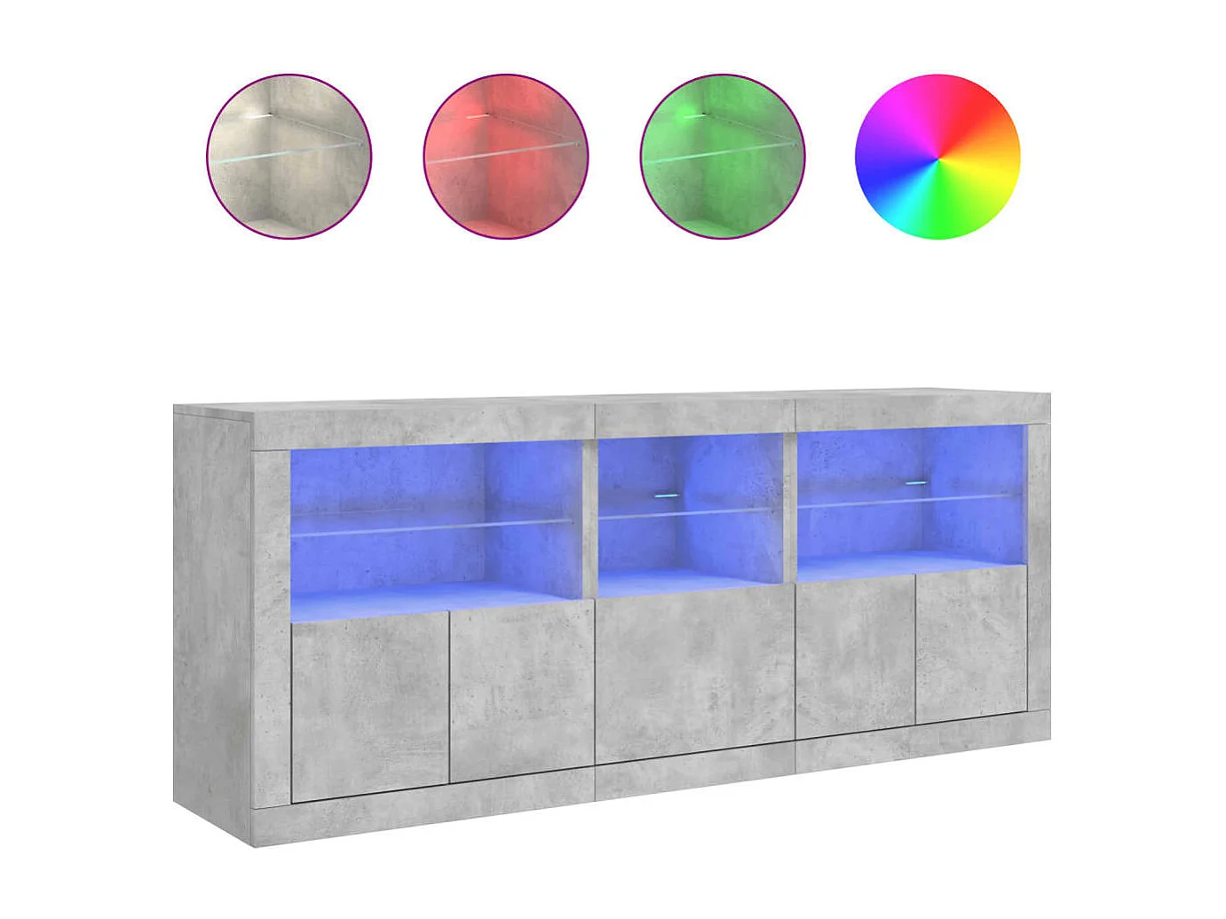 Sideboard mit LED-Leuchten Betongrau 162x37x67 cm