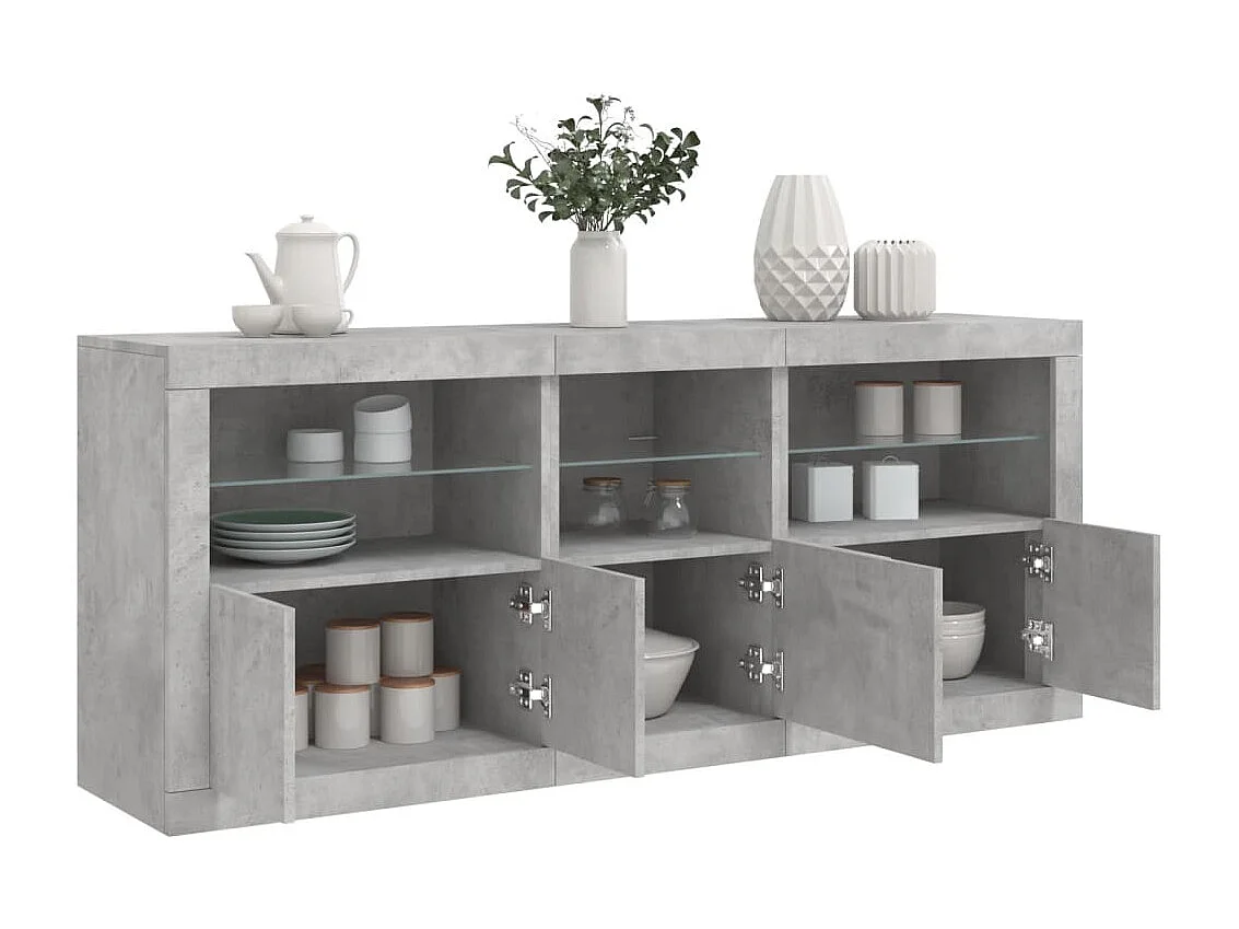 Dressoir met LED-verlichting 162x37x67 cm betongrijs