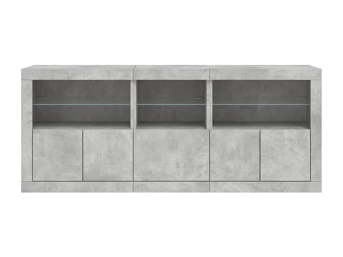 Dressoir met LED-verlichting 162x37x67 cm betongrijs