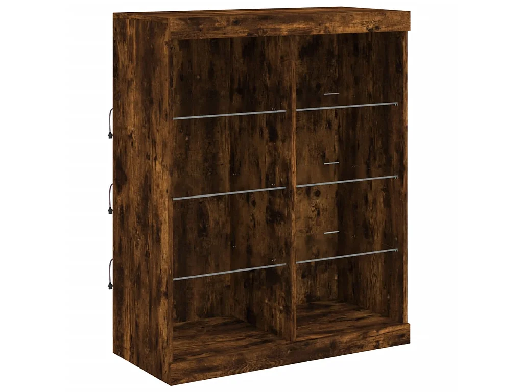 Buffet avec lumières LED chêne fumé 202x37x100 cm