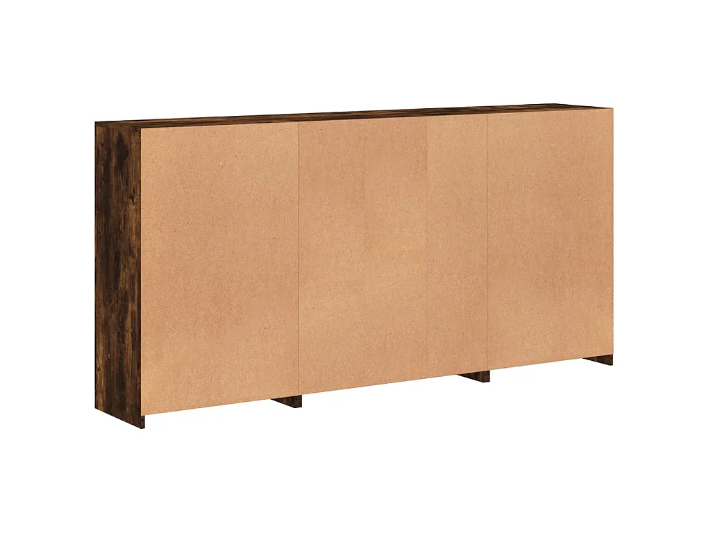 Buffet avec lumières LED chêne fumé 202x37x100 cm