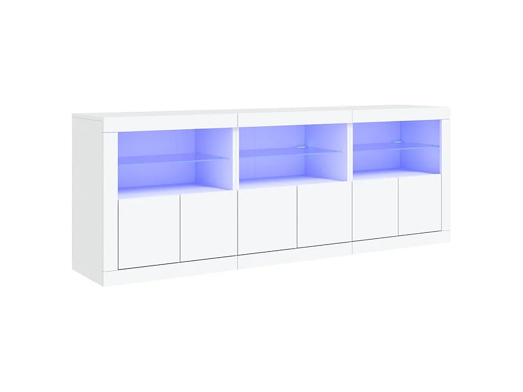 Dressoir met LED-verlichting 181,5x37x67 cm wit
