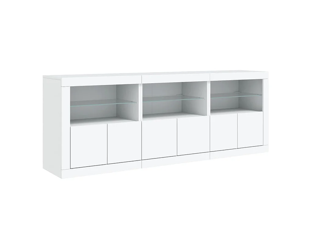 Dressoir met LED-verlichting 181,5x37x67 cm wit