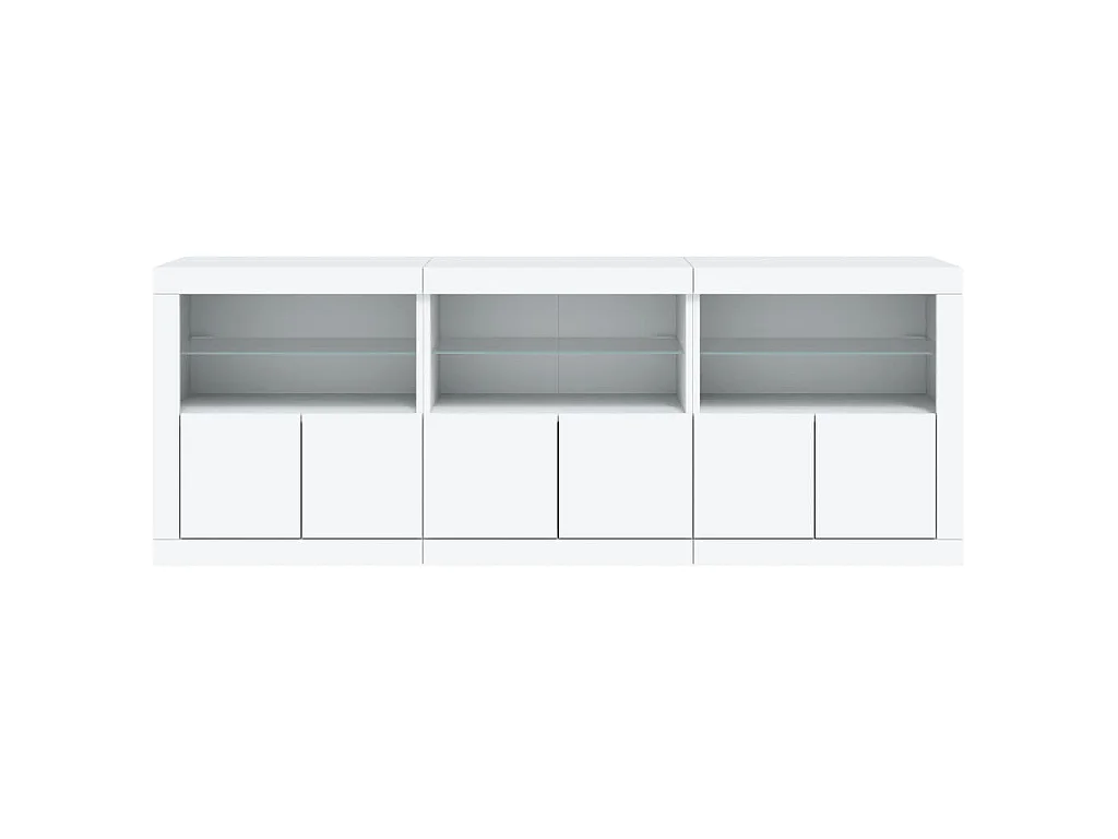 Dressoir met LED-verlichting 181,5x37x67 cm wit