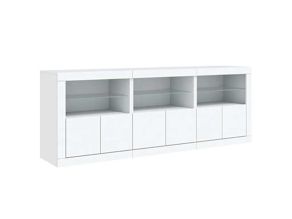 Buffet avec lumières LED blanc 181,5x37x67 cm