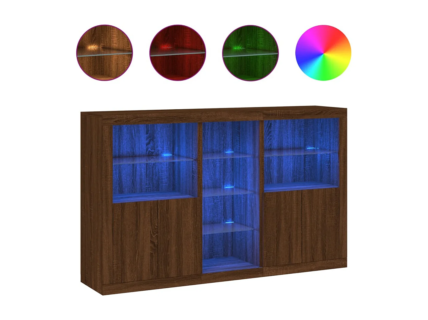 Buffet avec lumières LED chêne marron 162x37x100 cm