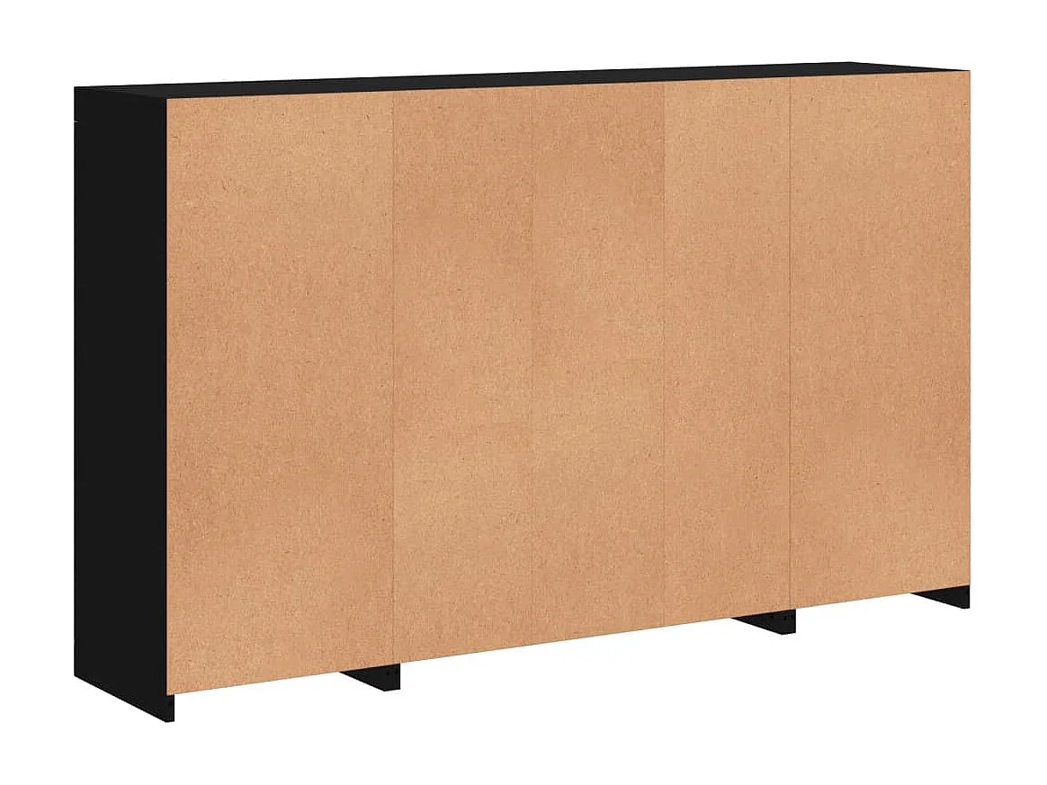 Aparadores c/ luzes LED 3 pcs derivados de madeira preto