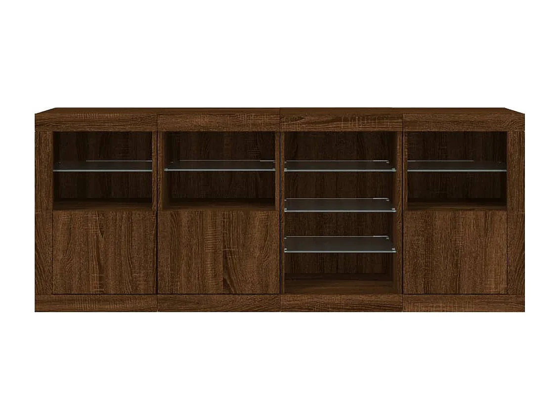 Aparador com luzes LED 164x37x67 cm carvalho castanho