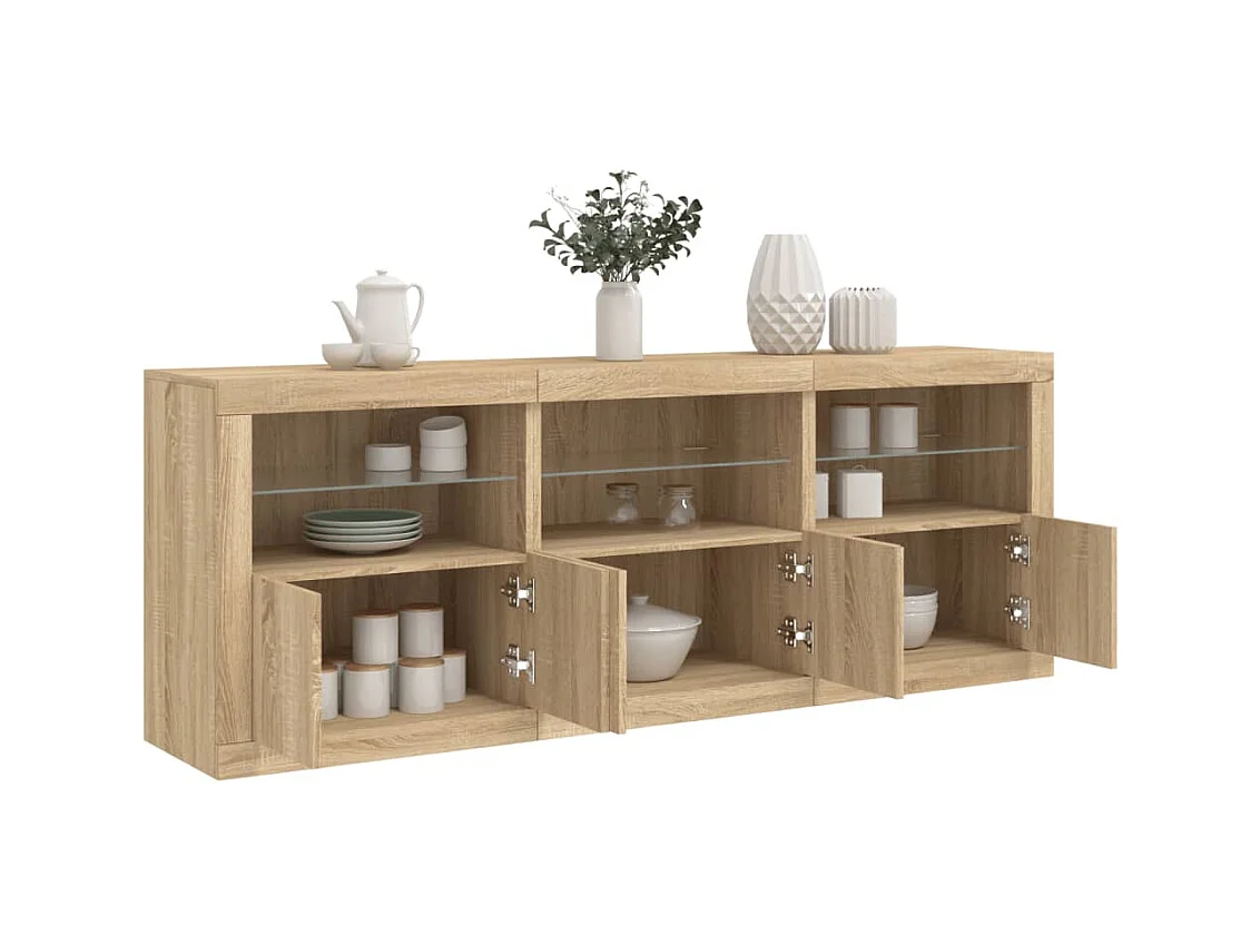 Buffet avec lumières LED chêne sonoma 181,5x37x67 cm
