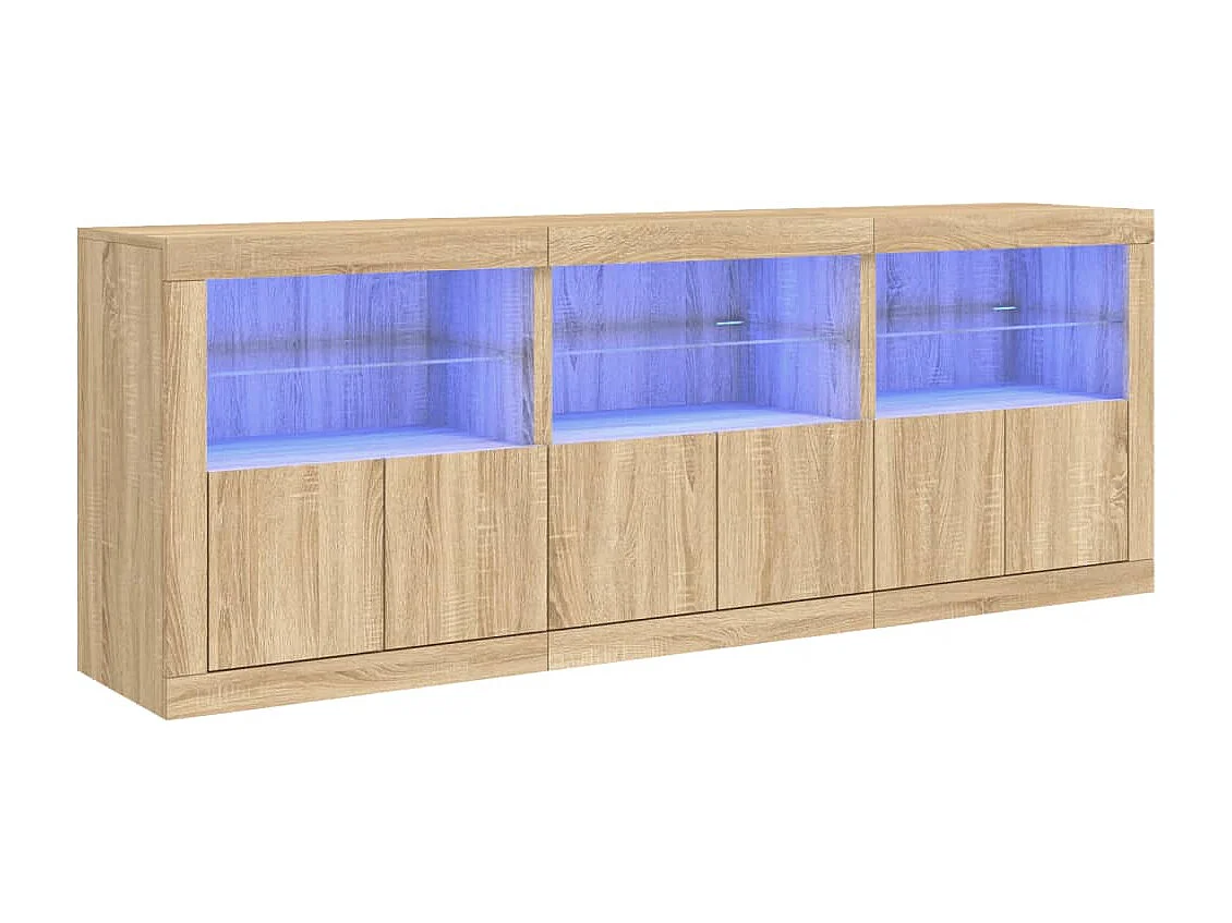 Buffet avec lumières LED chêne sonoma 181,5x37x67 cm