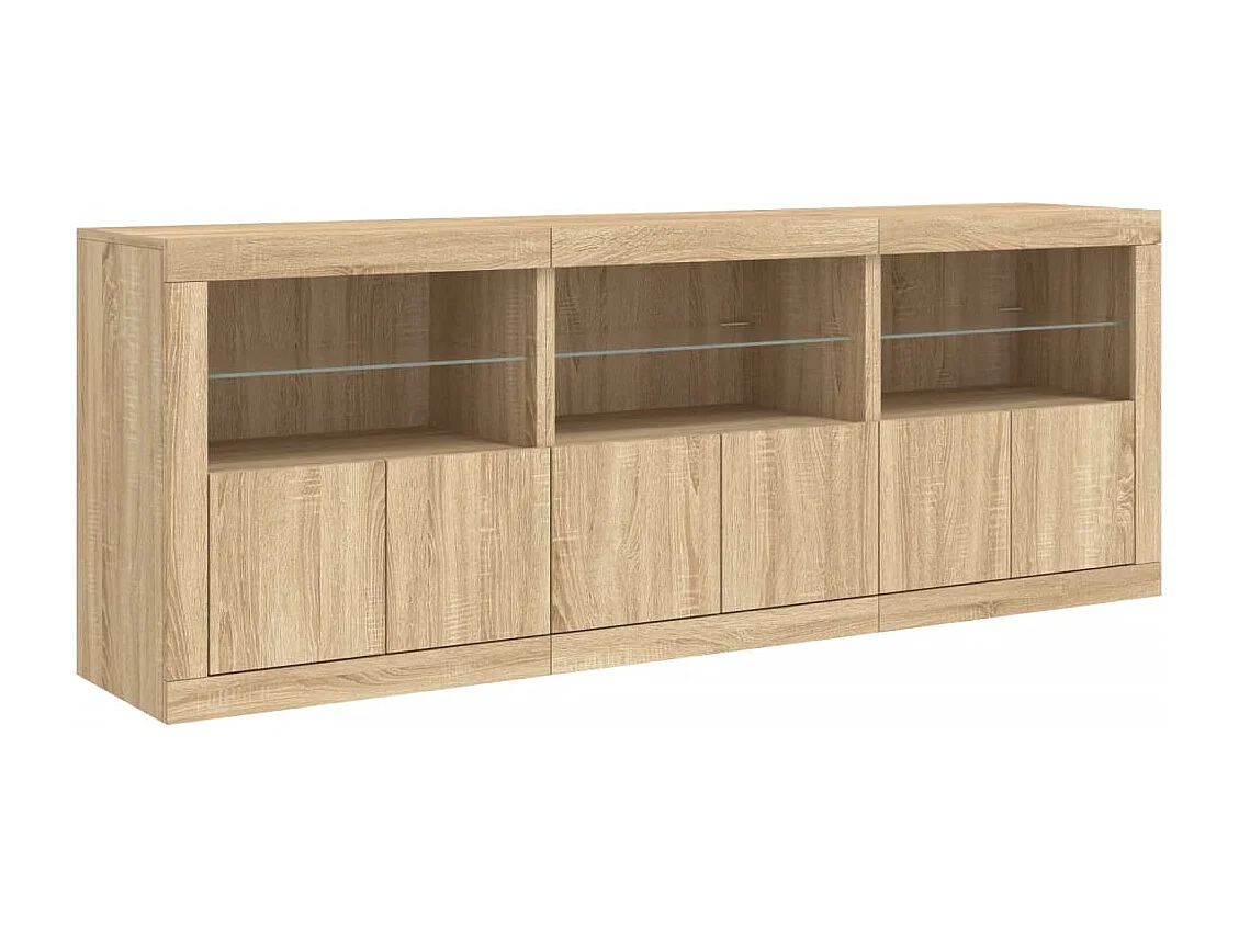 Buffet avec lumières LED chêne sonoma 181,5x37x67 cm