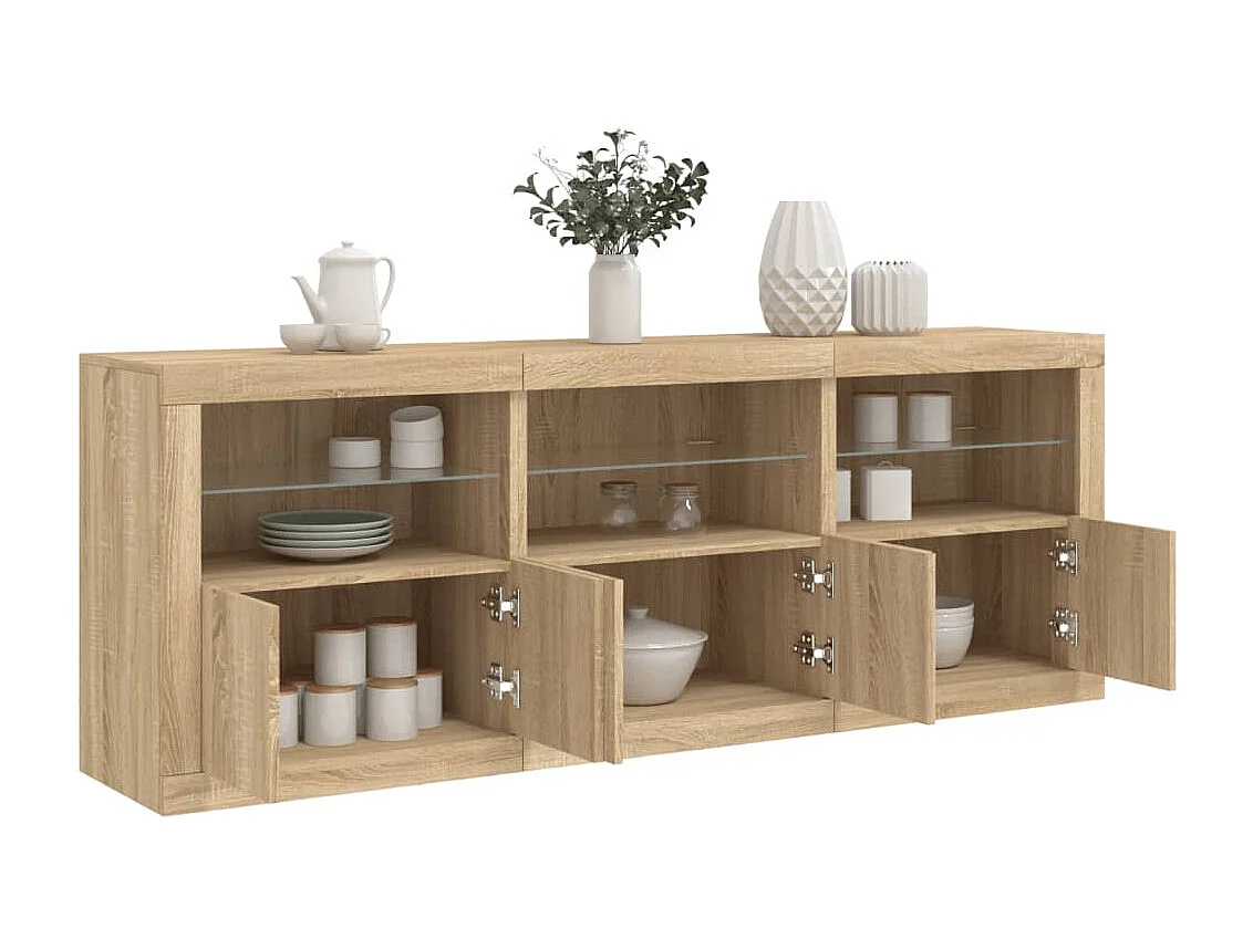 Buffet avec lumières LED chêne sonoma 181,5x37x67 cm