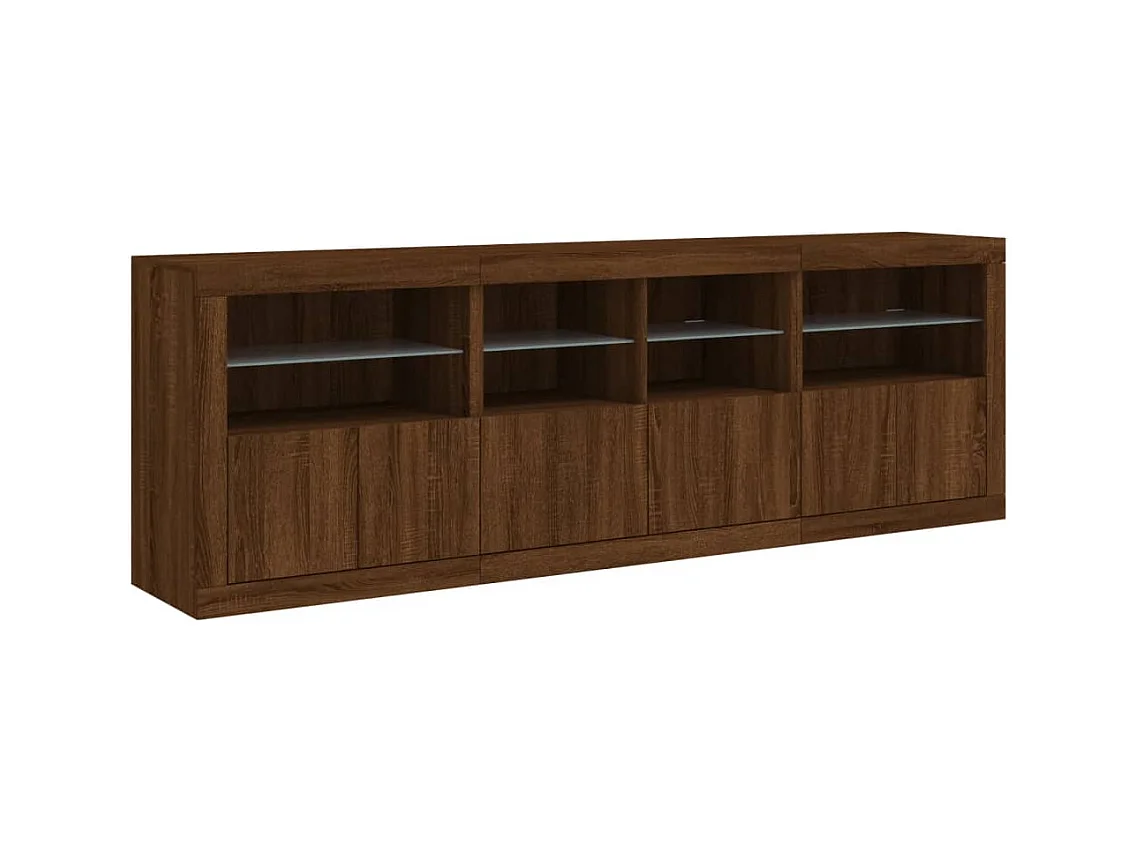 Buffet avec lumières LED chêne marron 202x37x67 cm