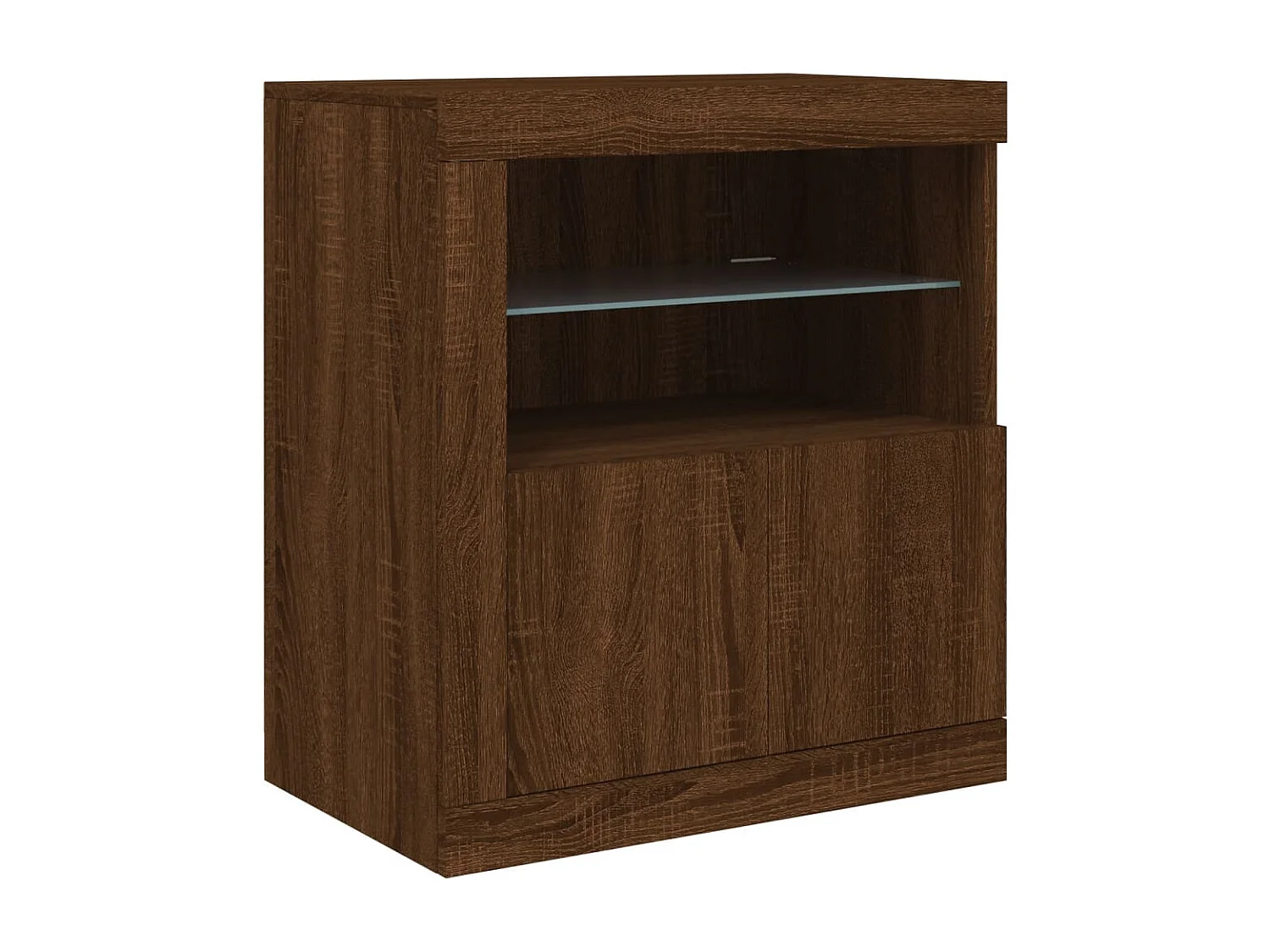 Credenza con Luci LED Rovere Marrone 202x37x67 cm