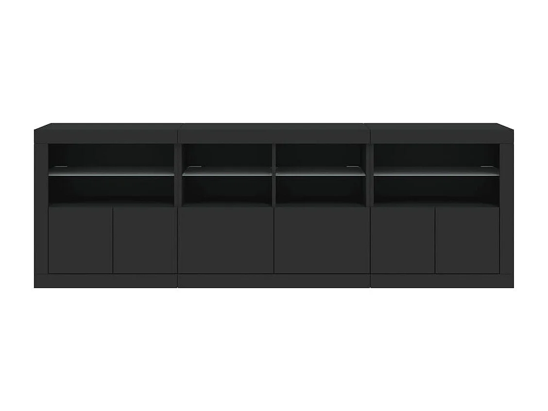 Aparador com luzes LED 202x37x67 cm preto