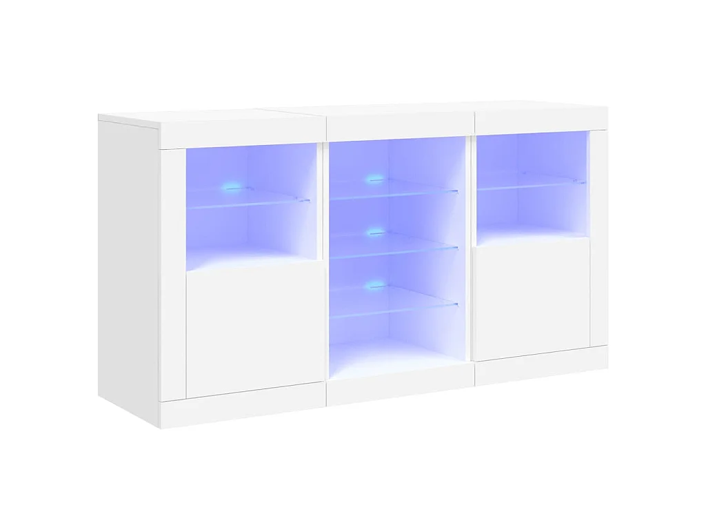 Credenza con Luci LED Bianca 123x37x67 cm