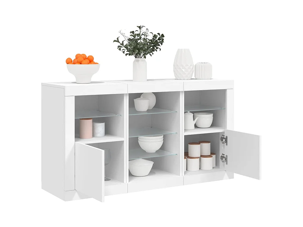 Credenza con Luci LED Bianca 123x37x67 cm