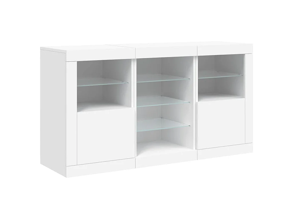 Credenza con Luci LED Bianca 123x37x67 cm