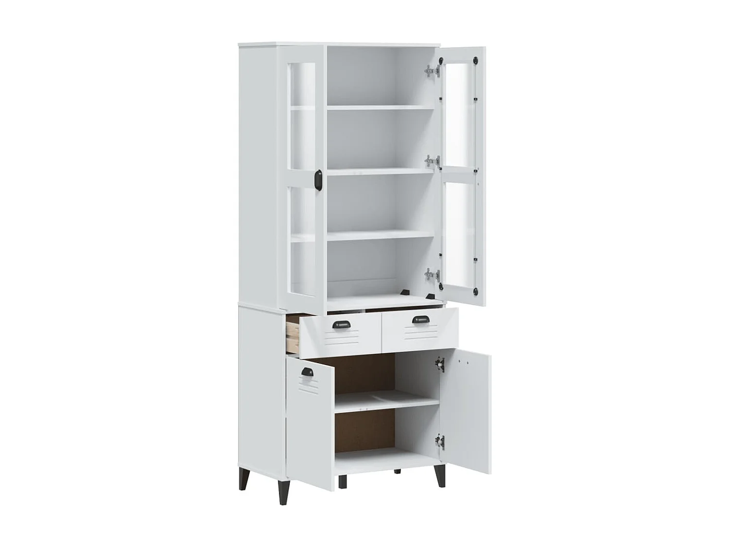 Credenza VIKEN Bianca 80x40x190 cm in Legno Massello di Pino