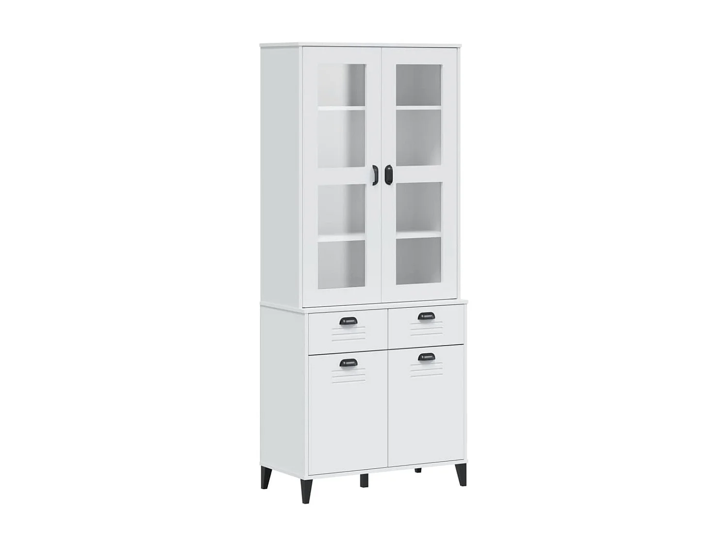 Credenza VIKEN Bianca 80x40x190 cm in Legno Massello di Pino