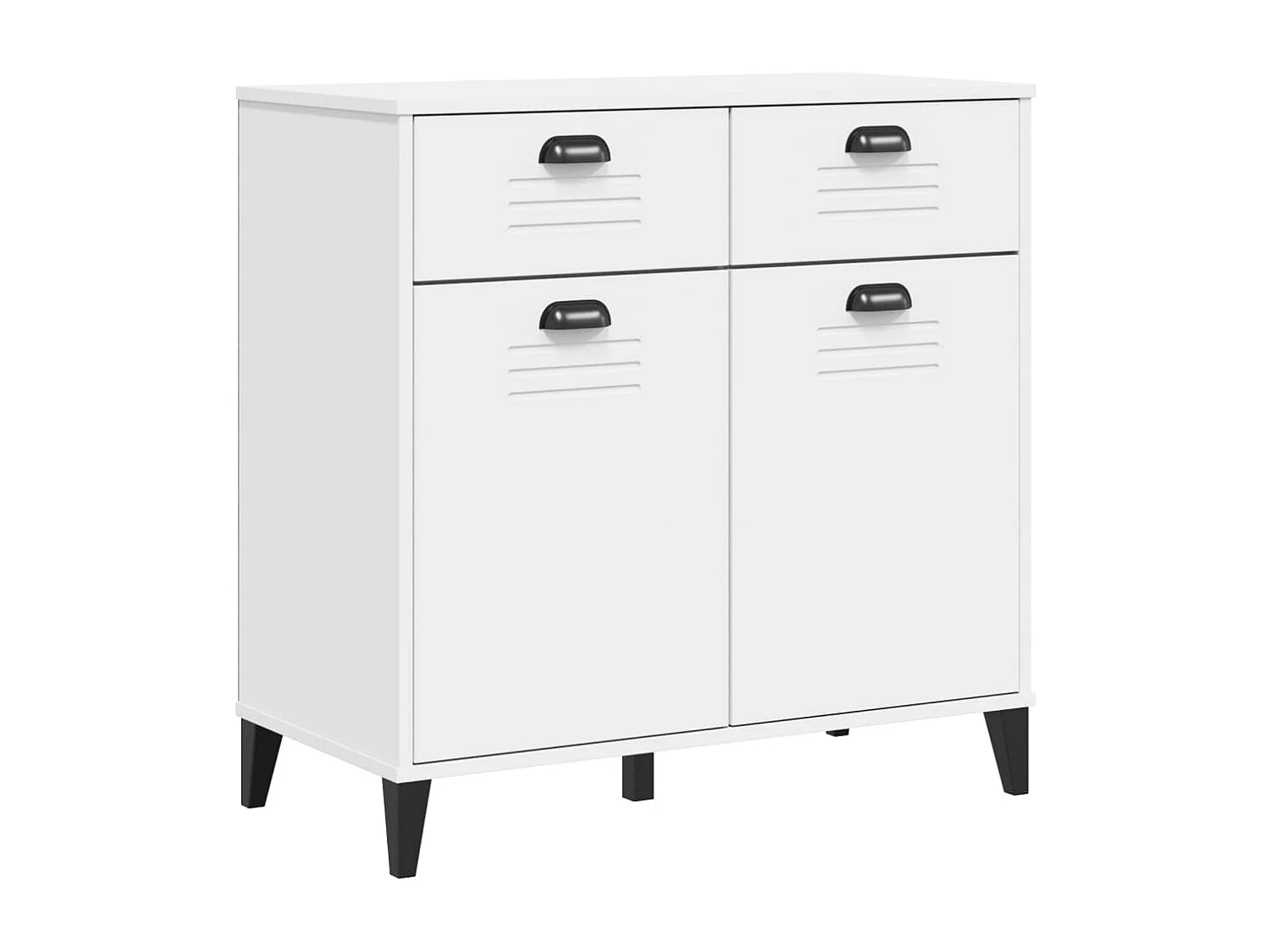 Credenza VIKEN Bianca 80x40x190 cm in Legno Massello di Pino