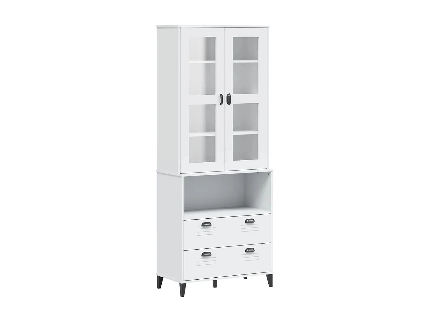 Credenza VIKEN Bianca 80x40x200 cm in Legno Massello di Pino