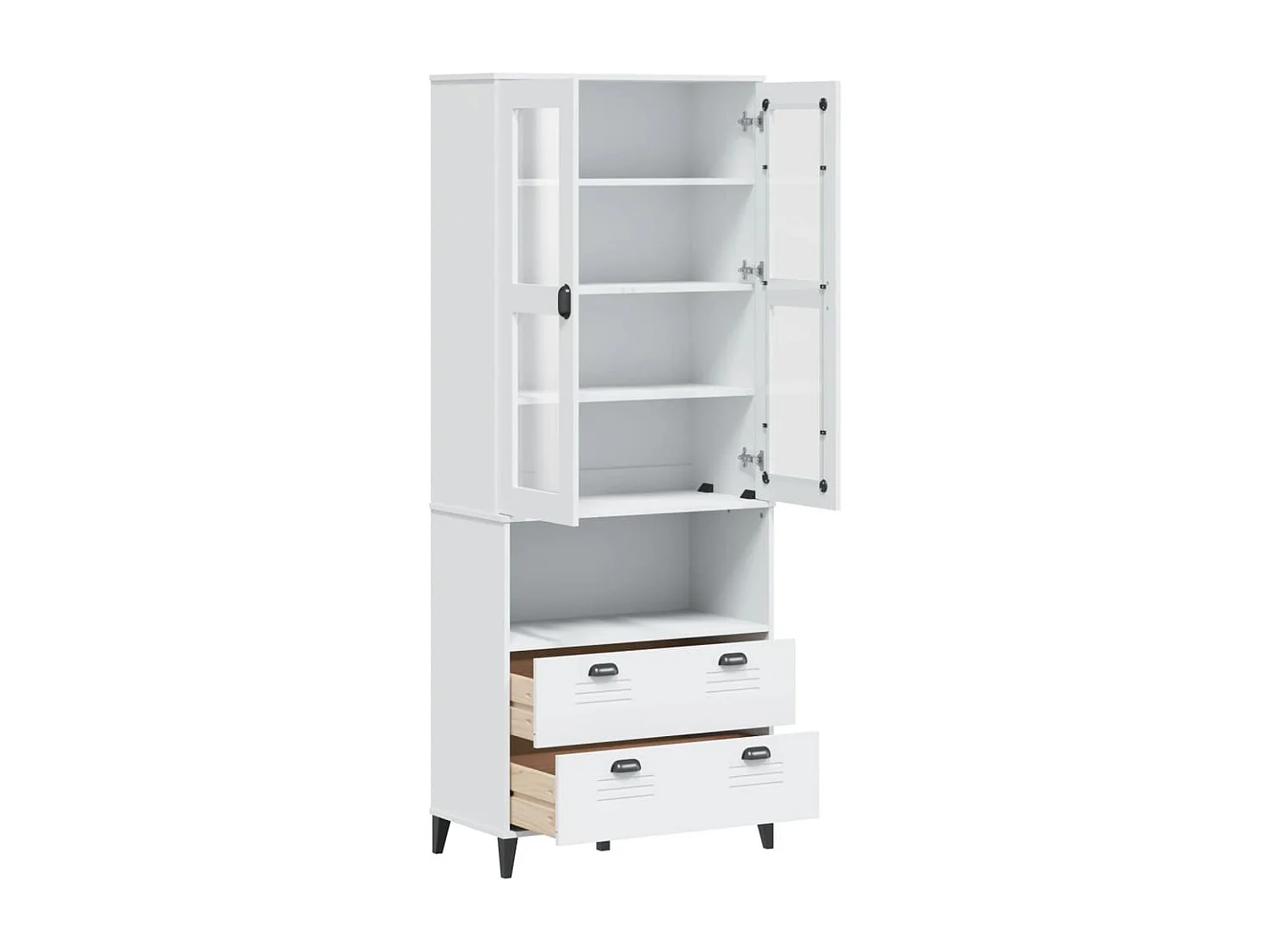 Credenza VIKEN Bianca 80x40x200 cm in Legno Massello di Pino