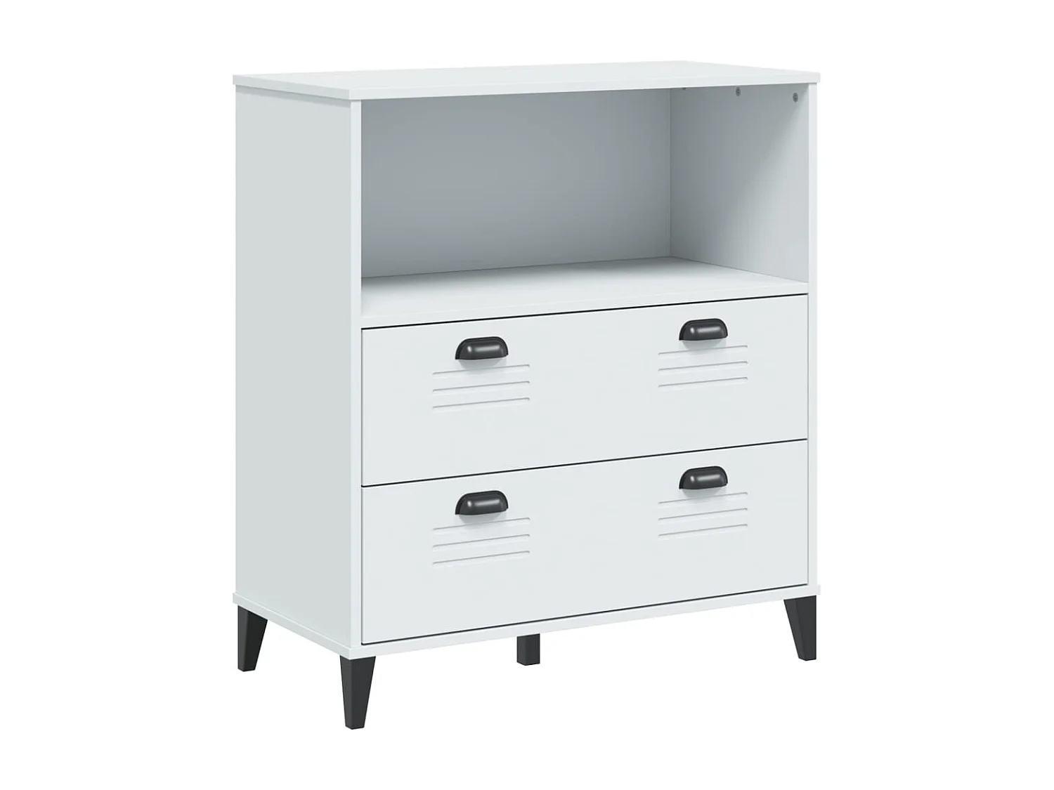 Credenza VIKEN Bianca 80x40x200 cm in Legno Massello di Pino