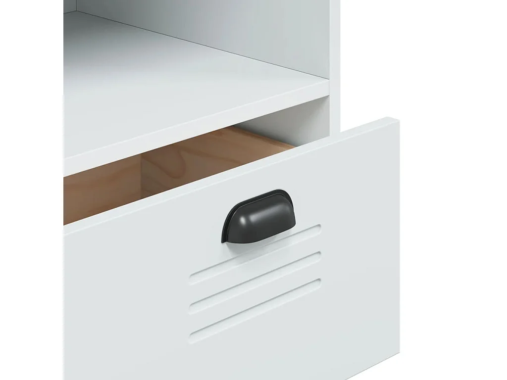 Credenza VIKEN Bianca 80x40x200 cm in Legno Massello di Pino